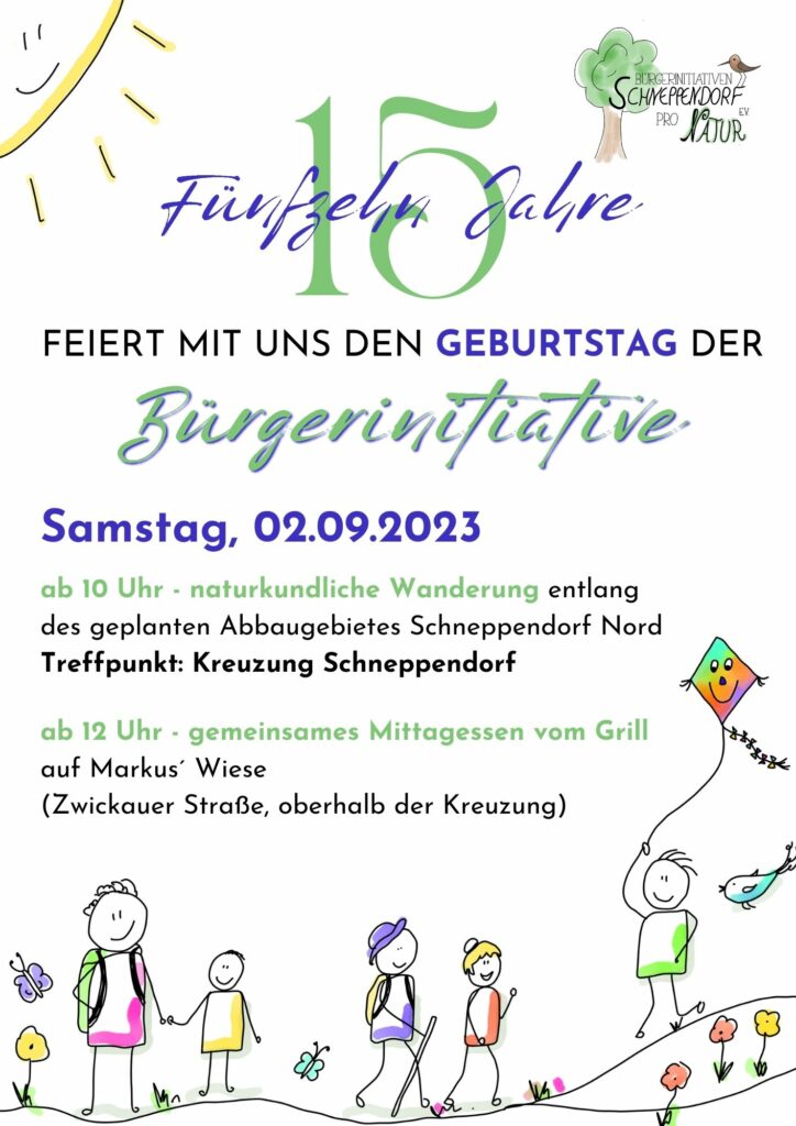 15 Jahre Bürgerinitiativen Pro Natur
Feiert mit uns den Geburtstag des Bürgerinitiative. 
Einladung
